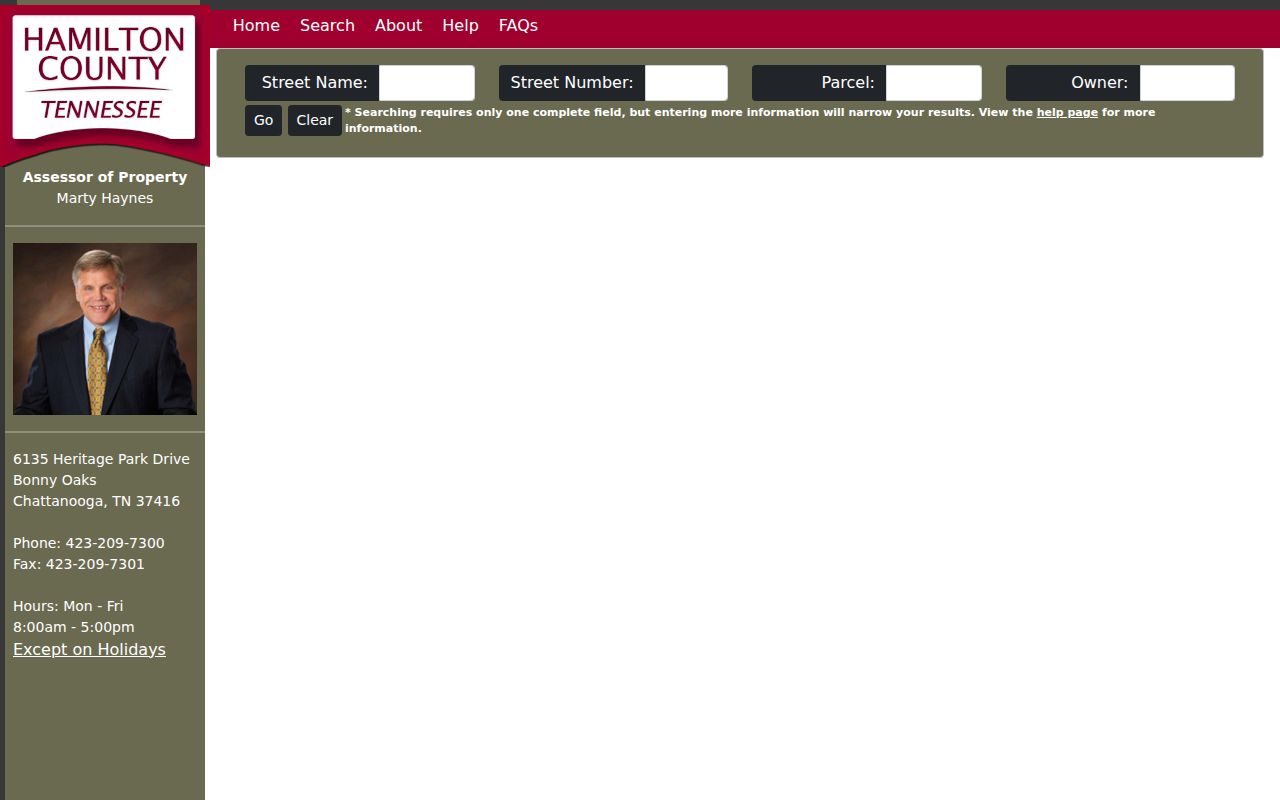 Chattanooga residents directory Assessor property search with street, parcel, and owner fields