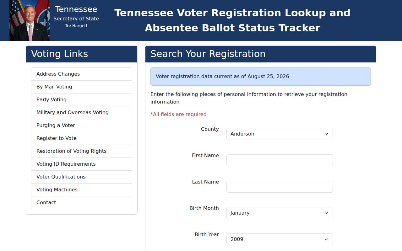 Chattanooga residents directory Tennessee voter lookup county and name fields